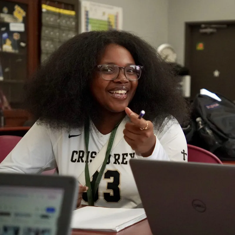 Detroit Cristo Rey student in hallway